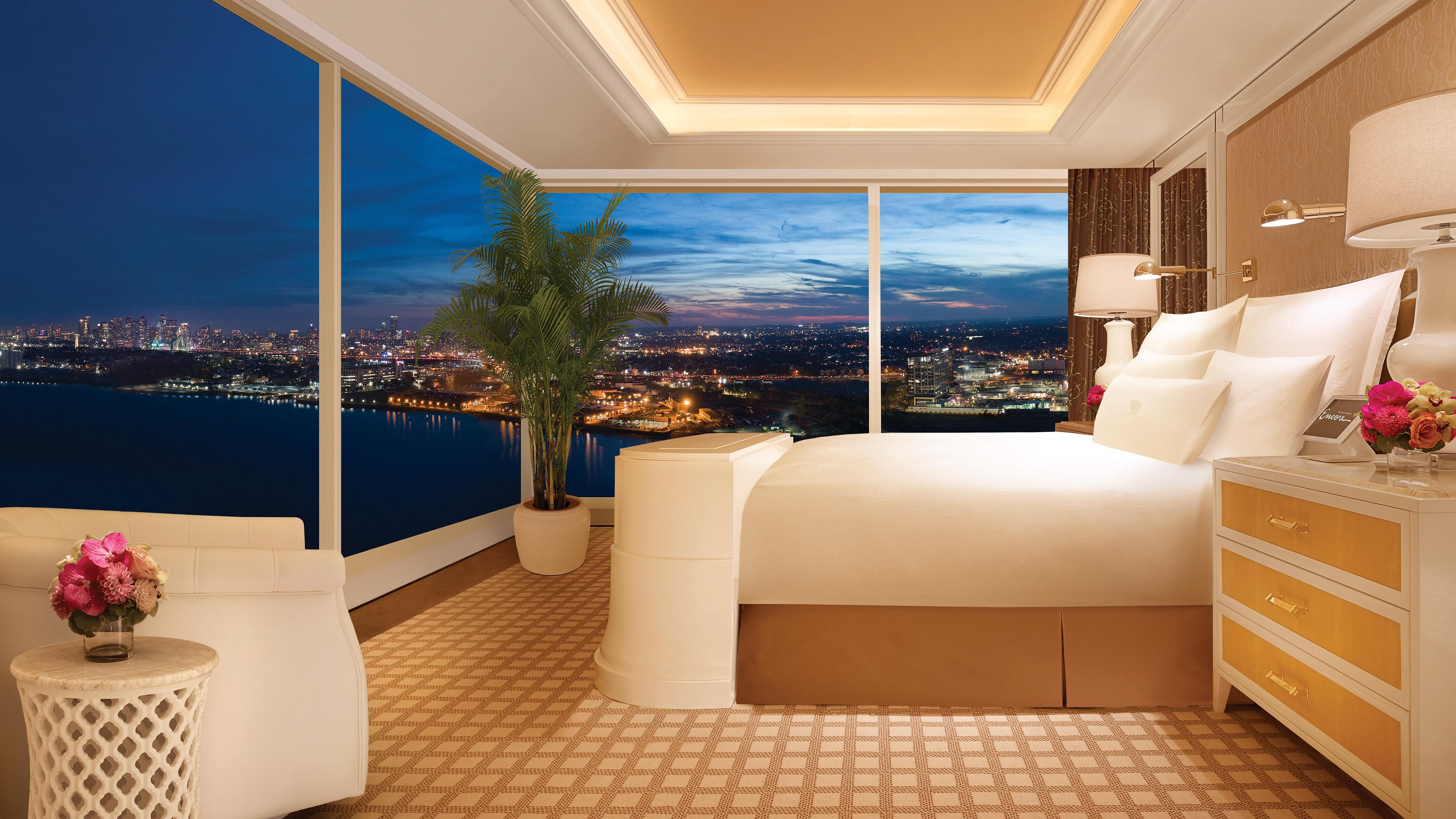 Encore Boston Harbor Everett Kültér fotó A bedroom in the hotel